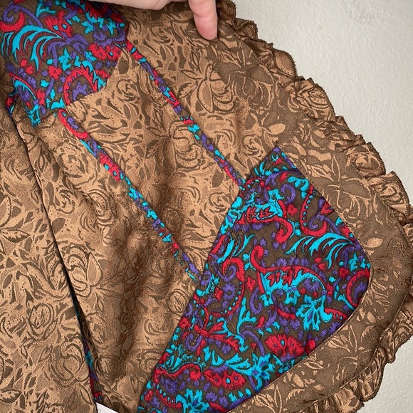 Coldwater creek open damask jacket size PXL tonal brown metallic - Picture 8 of 8